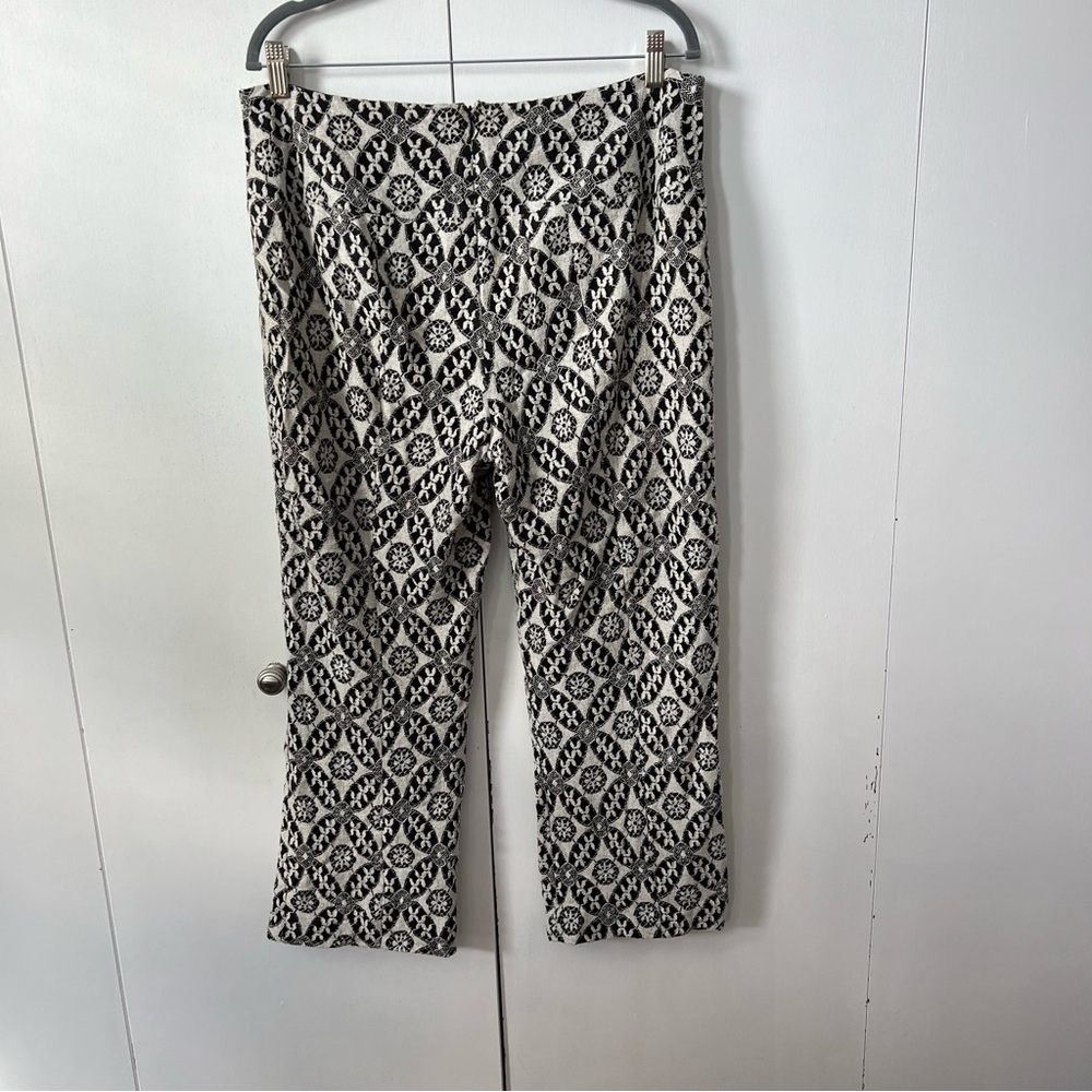 Corey Lynn Calter Lace Crop Pants Anthropologie Womens Size 14 Black White - Picture 2 of 5
